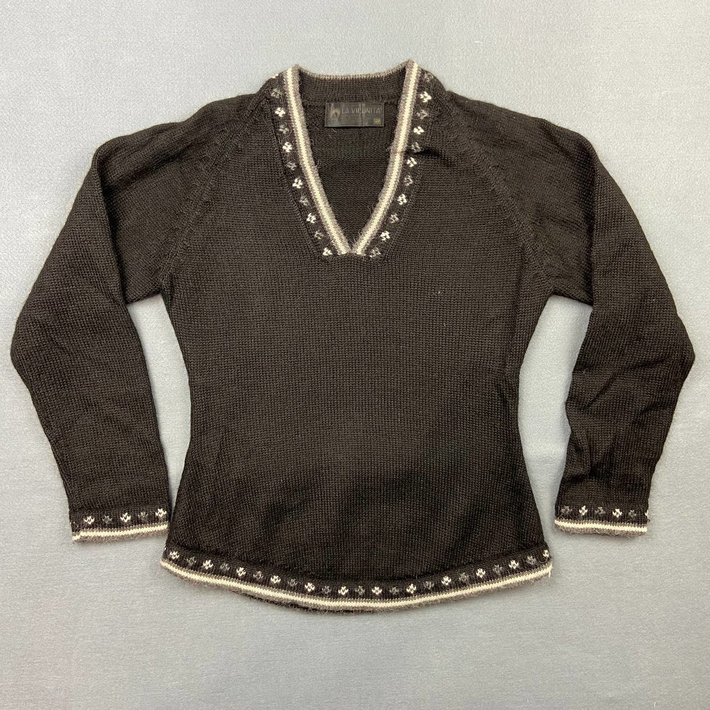 La Vicunita Baby Alpaca Pullover Sweater Size XS Black